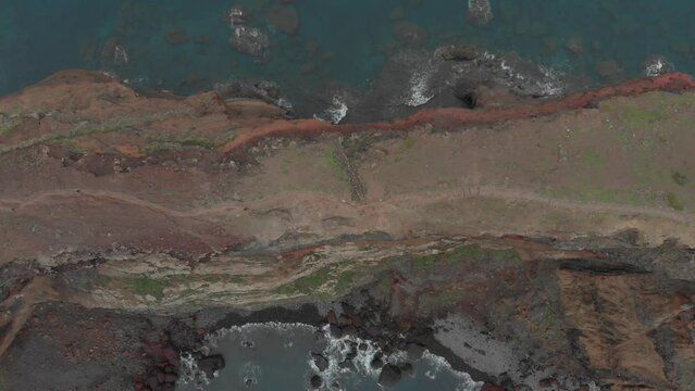 Aerial view over the peninsula Ponta de Sao Lourenco on the Portuguese island Madeira