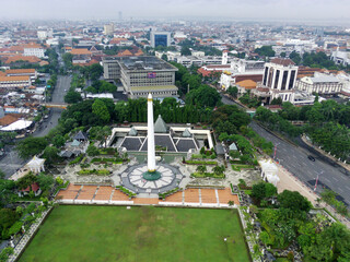 November 20, 2022. Surabaya CItyscape View With Tugu Pahlawan Monument.