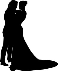 Bride And Groom Couple Wedding Dress Silhouettes