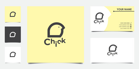 little chicken and business card template logo design vector