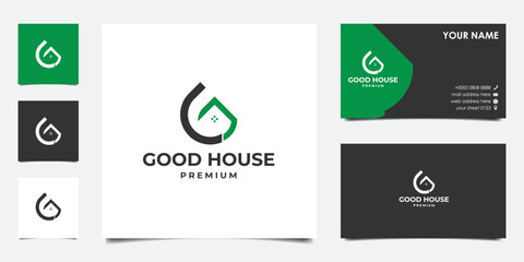 Initial letter G home house sign symbol logo design