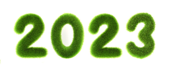 2023 new year grassed concept isolated on white background