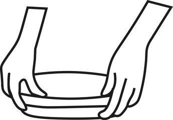 vector icon of hands sculpting plate, ceramics studio, art, potter's wheel