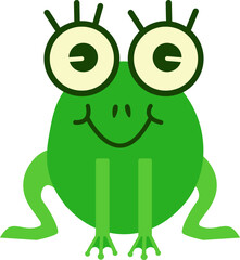 Cute green frog cartoon character isolated on white background