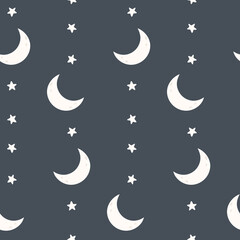 Obraz na płótnie Canvas Crescent moon and stars seamless pattern