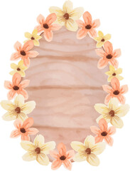 Wooden Sign with flowers watercolor