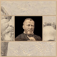 Banner with Portrait of U.S. president Ulysses S. Grant
