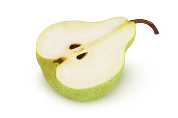 half a pear on an isolated white background