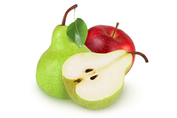 Apple and pears on an isolated white background.