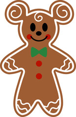 Gingerbread man cookie cartoon illustration
