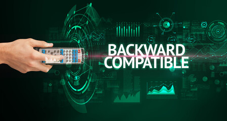 hand holding wireless peripheral, modern technology concept