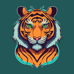 Illustration of Tiger Head Mascot for Logo Icon Badge and Poster