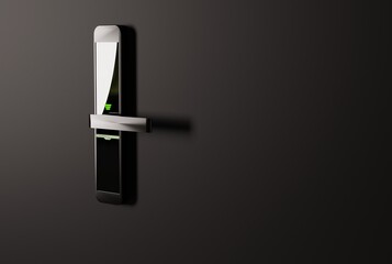 Card lock handle with green access light. Concept of hotel locks, room entrances. 3D render, 3D illustration.