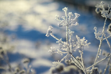 Winter landscape. Fairy-tale beauty of snow-covered streets. Snowfall and cooling in tourist areas.
