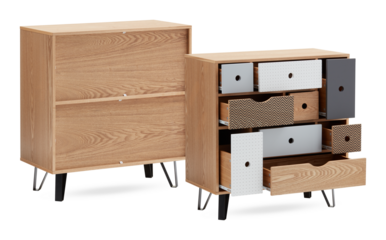 Modern wooden cabinet with cut out isolated on background transparent