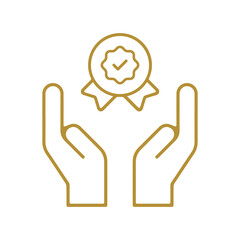 Best Quality Proven Standard Success Approved Golden Ribbon Seal Premium Quality Best Recommended Line Medal Icon