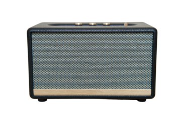 Acoustic music speaker in retro style, isolated on a white background. Vintage sound column in an old design