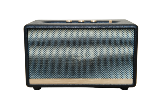 Acoustic music speaker in retro style, isolated on a white background. Vintage sound column in an old design