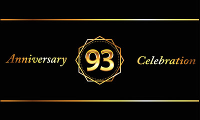 93 anniversary celebration. luxury 93rd anniversary celebration. 93 year anniversary celebration with hexagonal and black background.	
