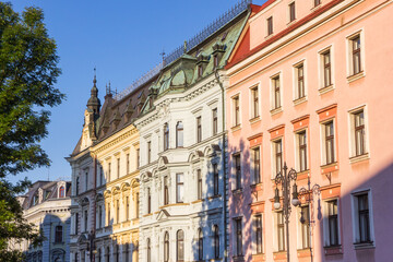 Obraz premium Colorful facades of historic houses in Liberec, Czech Republic