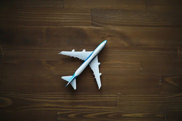 Airplane travel. Boarding pass  airplane, passport and plane.