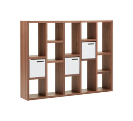 Modern wooden cabinet with cut out isolated on background transparent