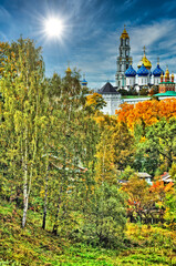 Night Lavra The Trinity Sergiev Monastery HDR in Sergiev Posad in Moscow region, Russia