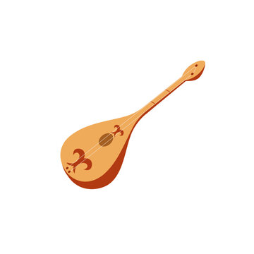 Dombra. Kazakh musical instrument. Vector illustration in the flat style.