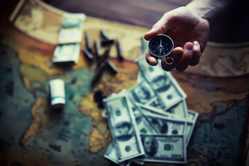 Magnetic compass. The concept of finding successful solutions problems.