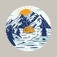 Camping and beauty nature graphic illustration vector art t-shirt design