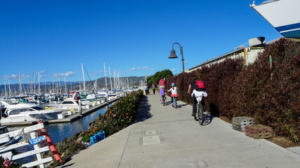 Family Bicycling by the Harbor