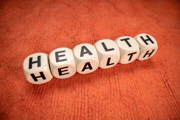 health word in letter cubes, macro shot, lifestyle concept