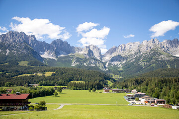 View over the mountains with blue sky