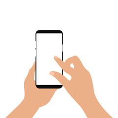 two hand holding smartphone vector icon.