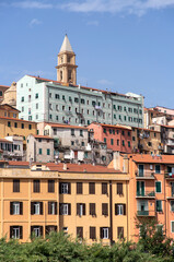 Fototapeta na wymiar View of Ventimiglia in the Province of Imperia, Liguria, Italy
