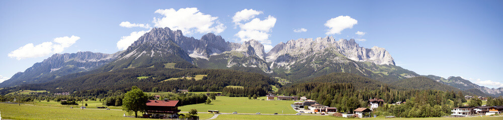 View over the mountains with blue sky