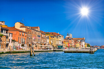 Fototapeta na wymiar Nice summer venetian seaview in Venice, Italy, HDR