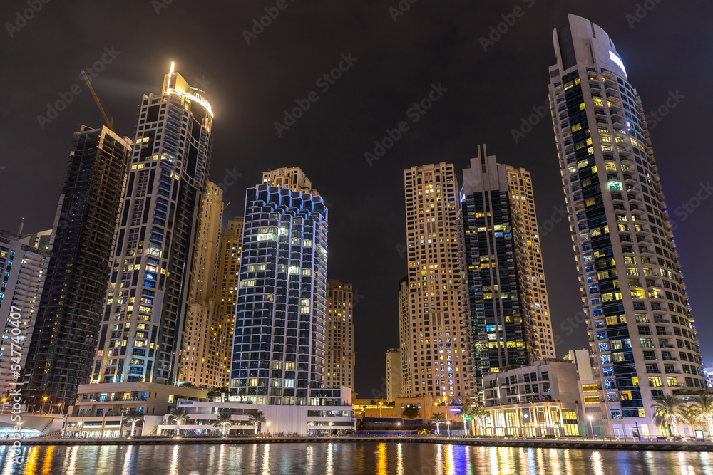 Canvas Prints Dubai Marina at night