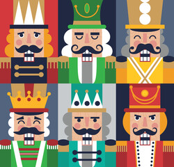 Christmas Nutcrackers Vector Illustration. Seamless new year pattern with toy soldiers. - 547740439