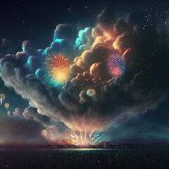 Festive fireworks illustration. AI render