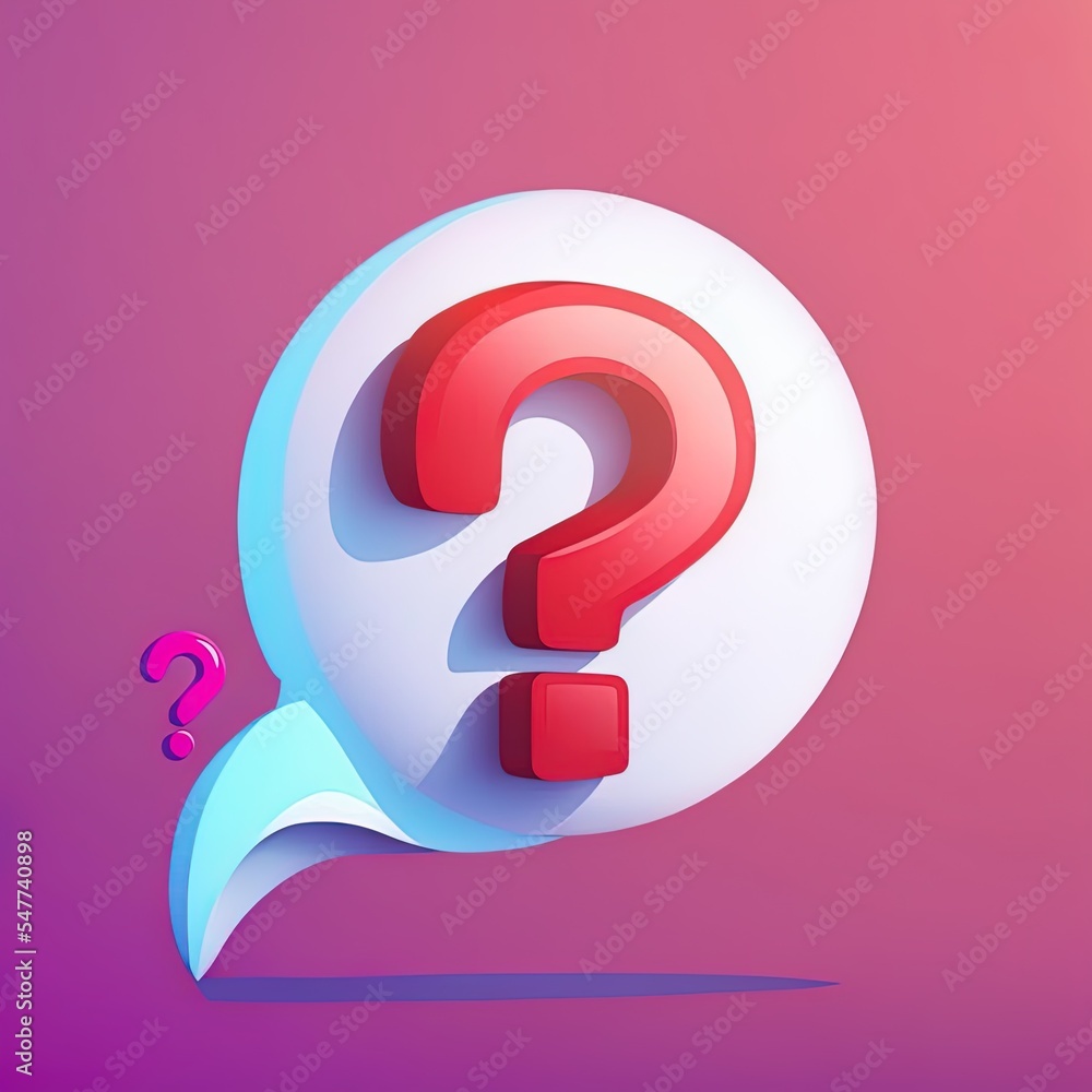 Poster 3d speech bubble with question mark icon. message box with question sign. faq symbol concept. 3d ren