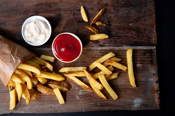 french fries with ketchup - 547740893