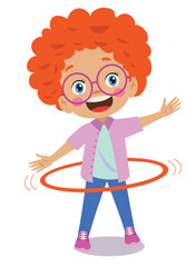 cute happy boy spinning hoop