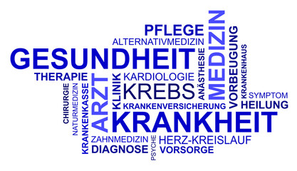 Wortwolke zu Gesundheit, Krankheit, Arzt und Medizin