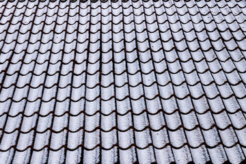 First snow on roof tiles