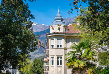 Merano in South Tyrol: Tyrolean style house, - South Tyrol, Trentino Alto Adige - northern Italy - april 11, 2020