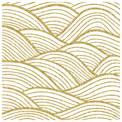 Wave line art with gold ink