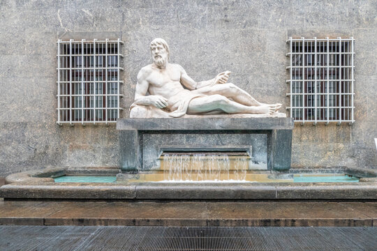 The monument fountain representing the Po in CLN Square in Turin