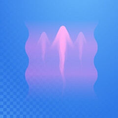 Warm air flow on a light background. Infrared wind wave light effect. Realistic movement of rarefied water from a humidifier. The concept of power radiation of air flow.