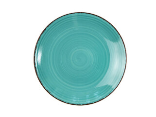 Beautiful handmade plate on white isolated, top view